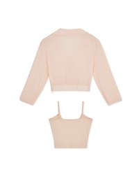 Two-Piece Sheer Drawstring Cropped Shirt