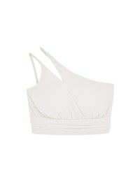 One-Shoulder Shirred Hemline Tank Top (With Padding)