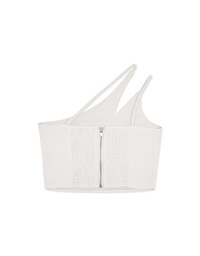 One-Shoulder Shirred Hemline Tank Top (With Padding)