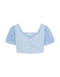 Puff-Sleeve Checked Top