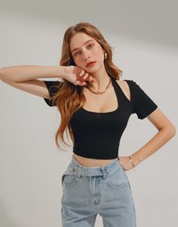 Halter Neck Cutout Crop Top