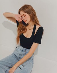 Halter Neck Cutout Crop Top
