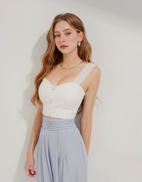 Sheer Strap Pearl Buckle Tank Top (With Padding)