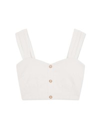 Sheer Strap Pearl Buckle Tank Top (With Padding)