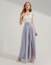 Sheer Strap Pearl Buckle Tank Top (With Padding)