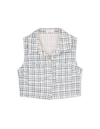 Chic Bead Button Tweed Vest