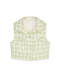 Chic Bead Button Tweed Vest
