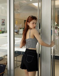 Houndstooth Cami Vest (With Padding)