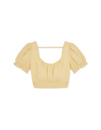 Seersucker Pleated Sleeve Top