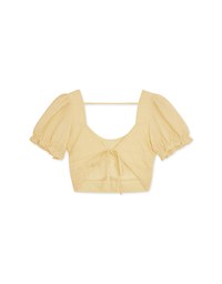 Seersucker Pleated Sleeve Top