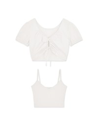 2WAY Two-piece Drawstring Short-Sleeved Top