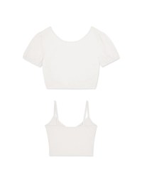 2WAY Two-piece Drawstring Short-Sleeved Top