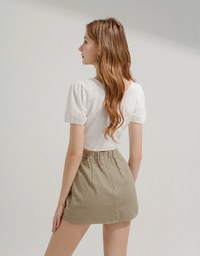 2WAY Two-piece Drawstring Short-Sleeved Top