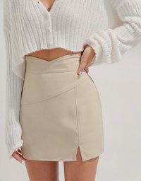 High Waisted Slit Slanted Skirt