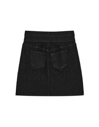 Stitched Double ButtonHigh Waisted Denim Jeans Skirt