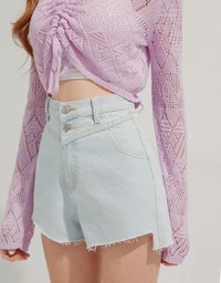 Asymmetric Denim Jeans Shorts