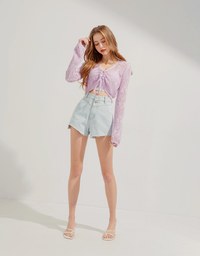 Asymmetric Denim Jeans Shorts