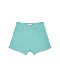 Distressed Hem High Waisted Denim Jeans Shorts