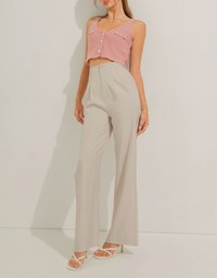 Smooth Pleated Straight-Leg Pants