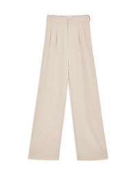 Smooth Pleated Straight-Leg Pants