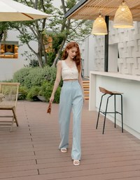 Smooth Pleated Straight-Leg Pants