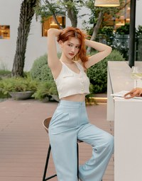 Smooth Pleated Straight-Leg Pants