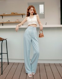 Smooth Pleated Straight-Leg Pants