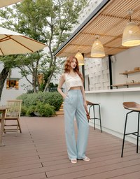 Smooth Pleated Straight-Leg Pants
