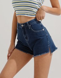 Distressed Hem Denim Jeans Shorts