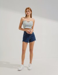 Distressed Hem Denim Jeans Shorts