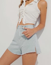 Distressed Hem Denim Jeans Shorts