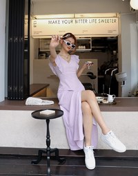V Neck Fishtail Long Dress