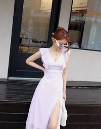 V Neck Fishtail Long Dress