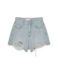 Distressed Hem Denim Jeans Shorts