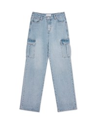 Straight-Leg Cargo Denim Jeans Pants