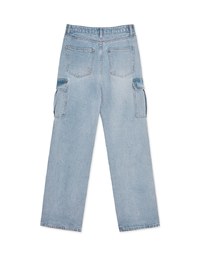 Straight-Leg Cargo Denim Jeans Pants