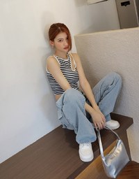 Straight-Leg Cargo Denim Jeans Pants