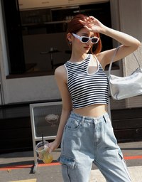Straight-Leg Cargo Denim Jeans Pants