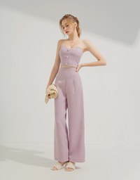 Floral Tweed Pleated Wide Trousers