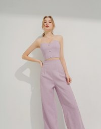 Floral Tweed Pleated Wide Trousers