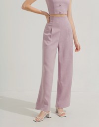 Floral Tweed Pleated Wide Trousers