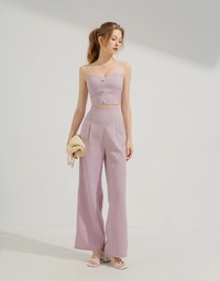 Floral Tweed Pleated Wide Trousers