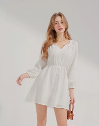 2Way Lace Button Mini Dress