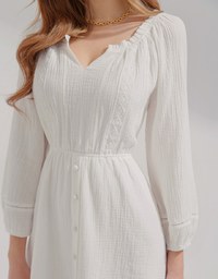 2Way Lace Button Mini Dress