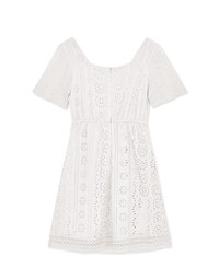 Square Neck Embroidered Lace Mini Dress