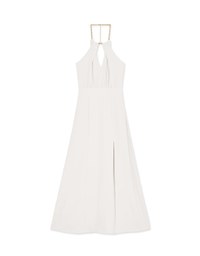 Halter Neck Backless Maxi Dress with Golden Chain