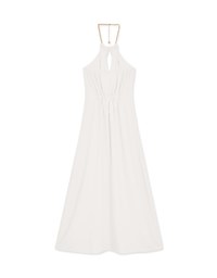 Halter Neck Backless Maxi Dress with Golden Chain
