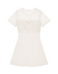 Sheer Stitching Lace Short-Sleeved Dress
