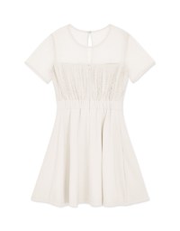Sheer Stitching Lace Short-Sleeved Dress