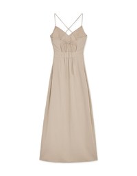 Wrinkle Waist Slit Maxi Long Dress (With Padding)